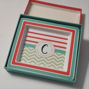 DECOR: Monogrammed C ,Striped and Chevron Trinket Dish